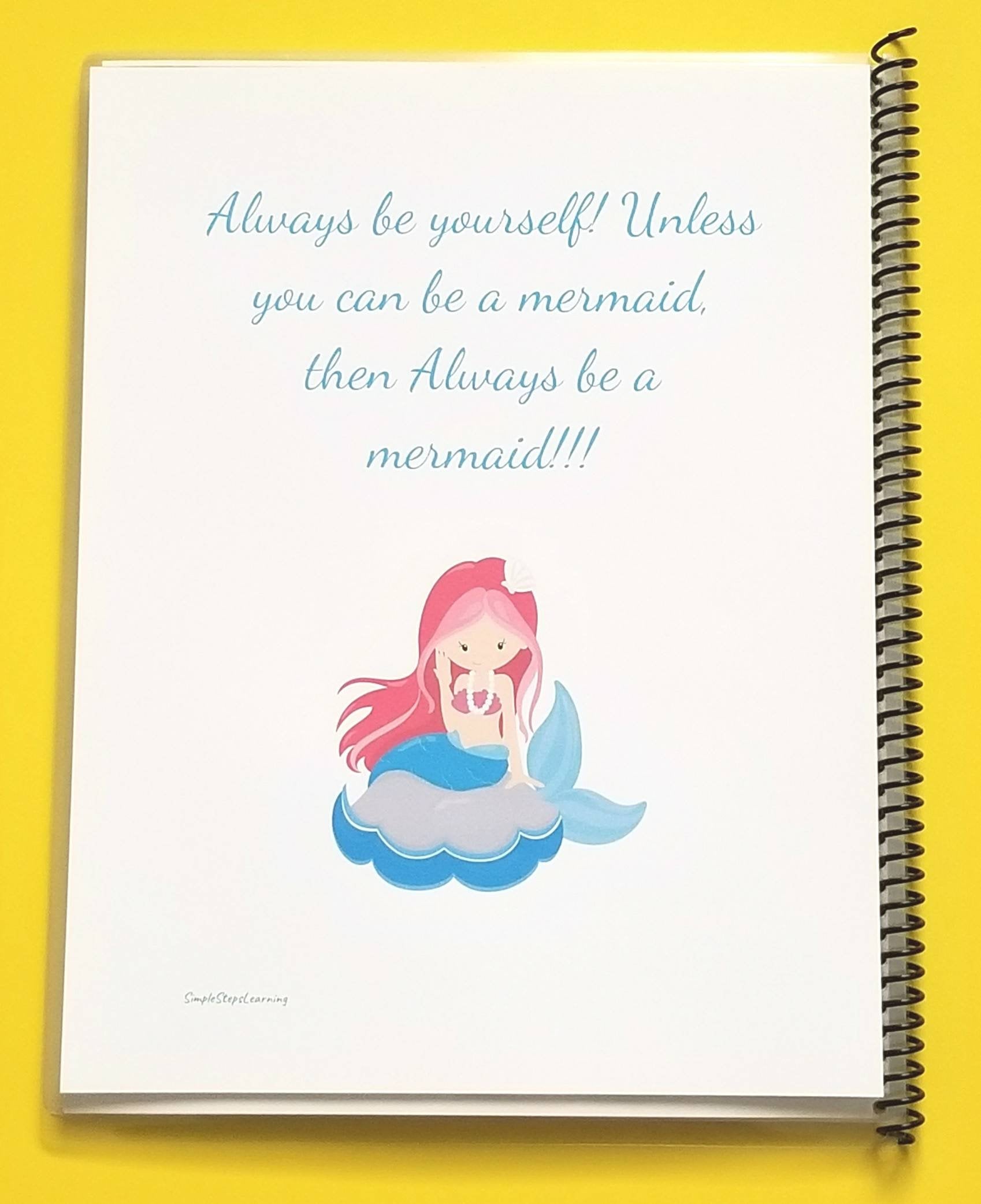 Mermaid themed kindergarten workbook, perfect for children aged 4-5 who are heading into kindergarten